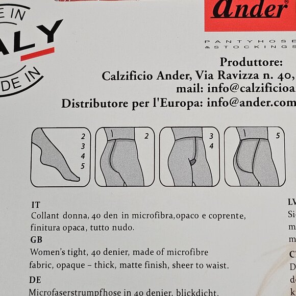 Ander Boogie Coral Opaque Tights Pantyhose 40 DEN Size 3/L - Picture 5 of 6